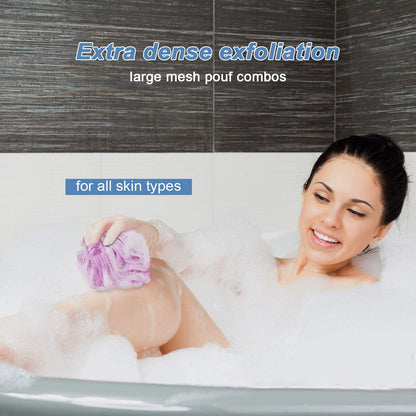 4 Pcs Luxurious Sponge Shower Loofah for Spa-like Exfoliation and Relaxation | Body Scrubber for Men & Women