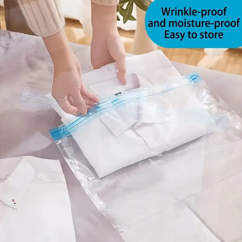 KUNFAIT Vaccum Compression Hand Roll up Storage bags for Clothes & Wardrobe Organiser (No Vaccum or Pump Needed) Reusable & Airtight Size (S, M, L)