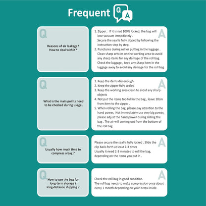 KUNFAIT Vaccum Compression Hand Roll up Storage bags for Clothes & Wardrobe Organiser (No Vaccum or Pump Needed) Reusable & Airtight Size (S, M, L)