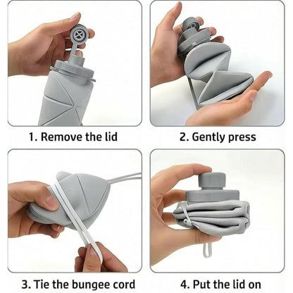 Foldable Silicone Water Bottle 600 ml for Travel, Sports, Gym | Leak-proof | Eco-friendly | Reusable