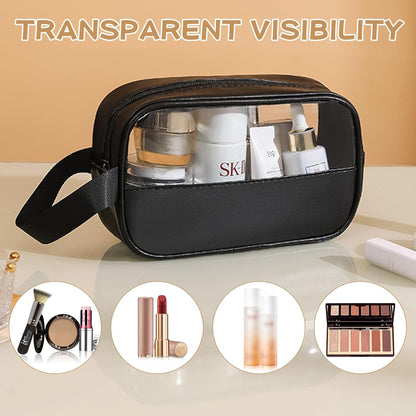 KUNFAIT (PACK OF 2) Small Makeup Pouch Toiletry Travel Bag – Portable Transparent Cosmetic Organizer
