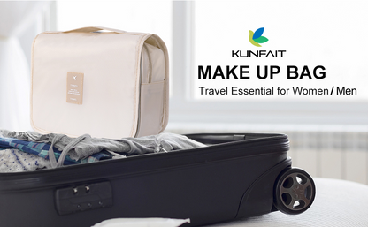KUNFAIT Hanging Cosmetic Bag with Hook – Waterproof Travel Toiletry Organizer