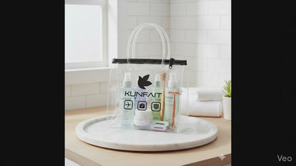 KUNFAIT Transparent Tote Bag for Travel Cosmetics | Organise Toiletry Kits for Men & Women